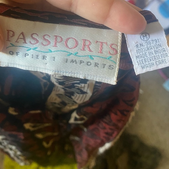 Passports of Pier 1 Imports | Womens Tribal Print Button Up Blouse Size M Medium - Picture 6 of 6